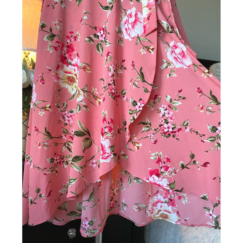 Bobeau - Women’s Floral Faux Wrap Hi Low Skirt (M) - Picture 3 of 8